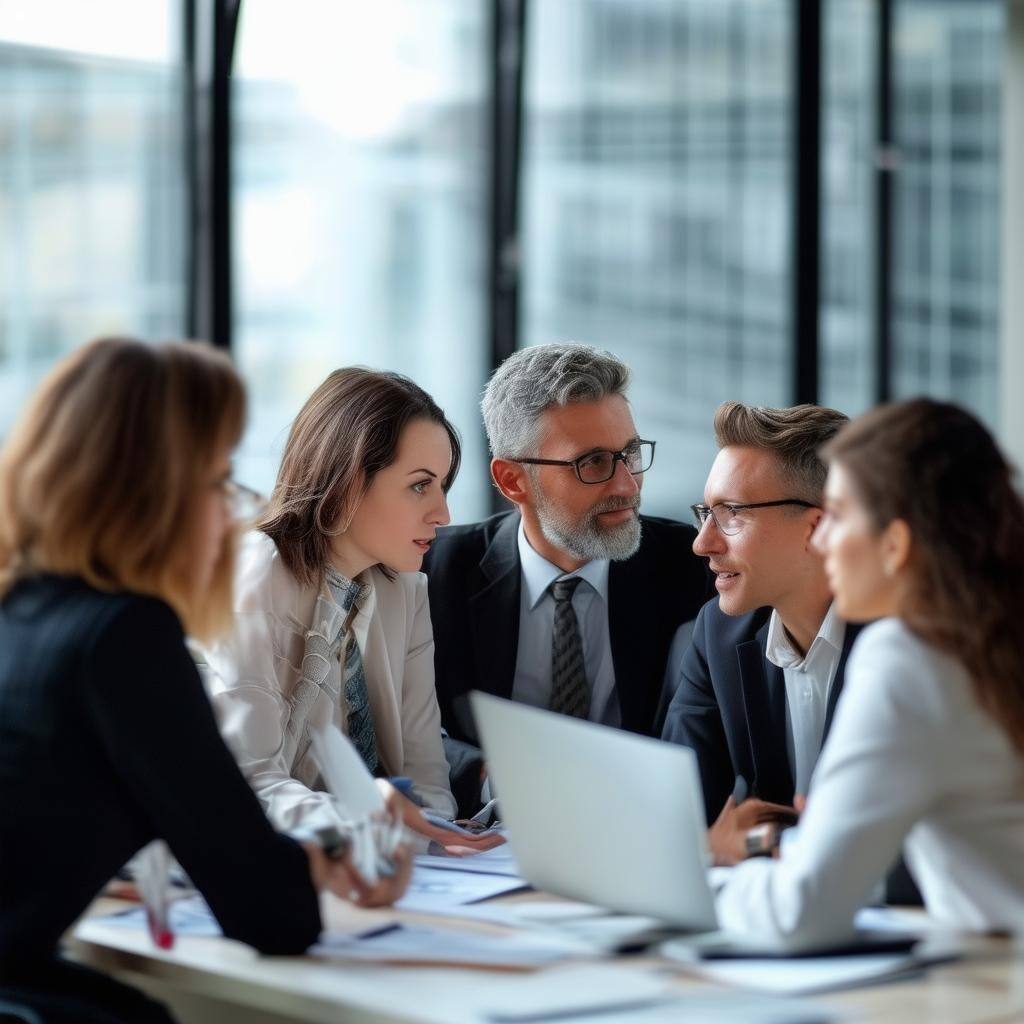 a small group of business people having a consulation